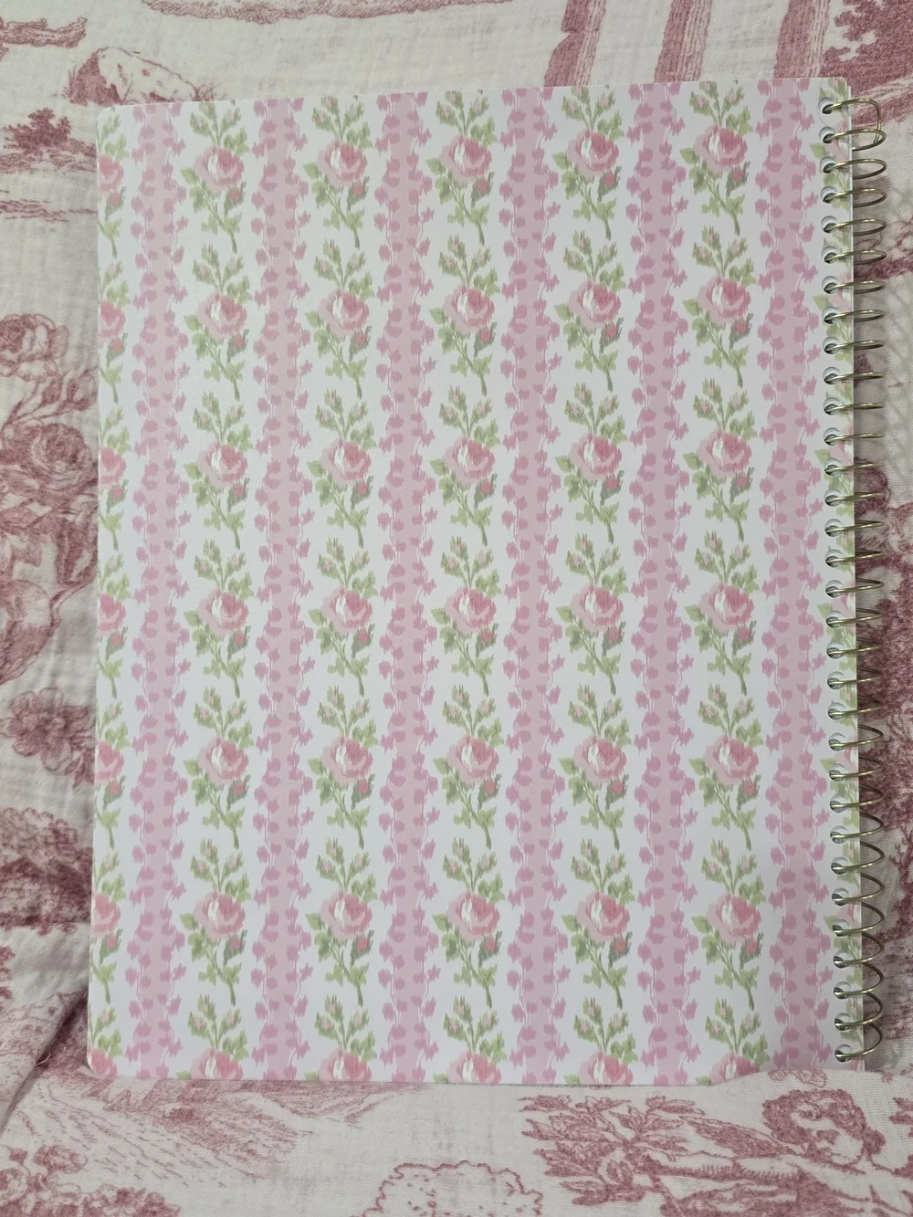 LoveShackFancy Pink and Gold Floral Spiral Planner 2026–2027